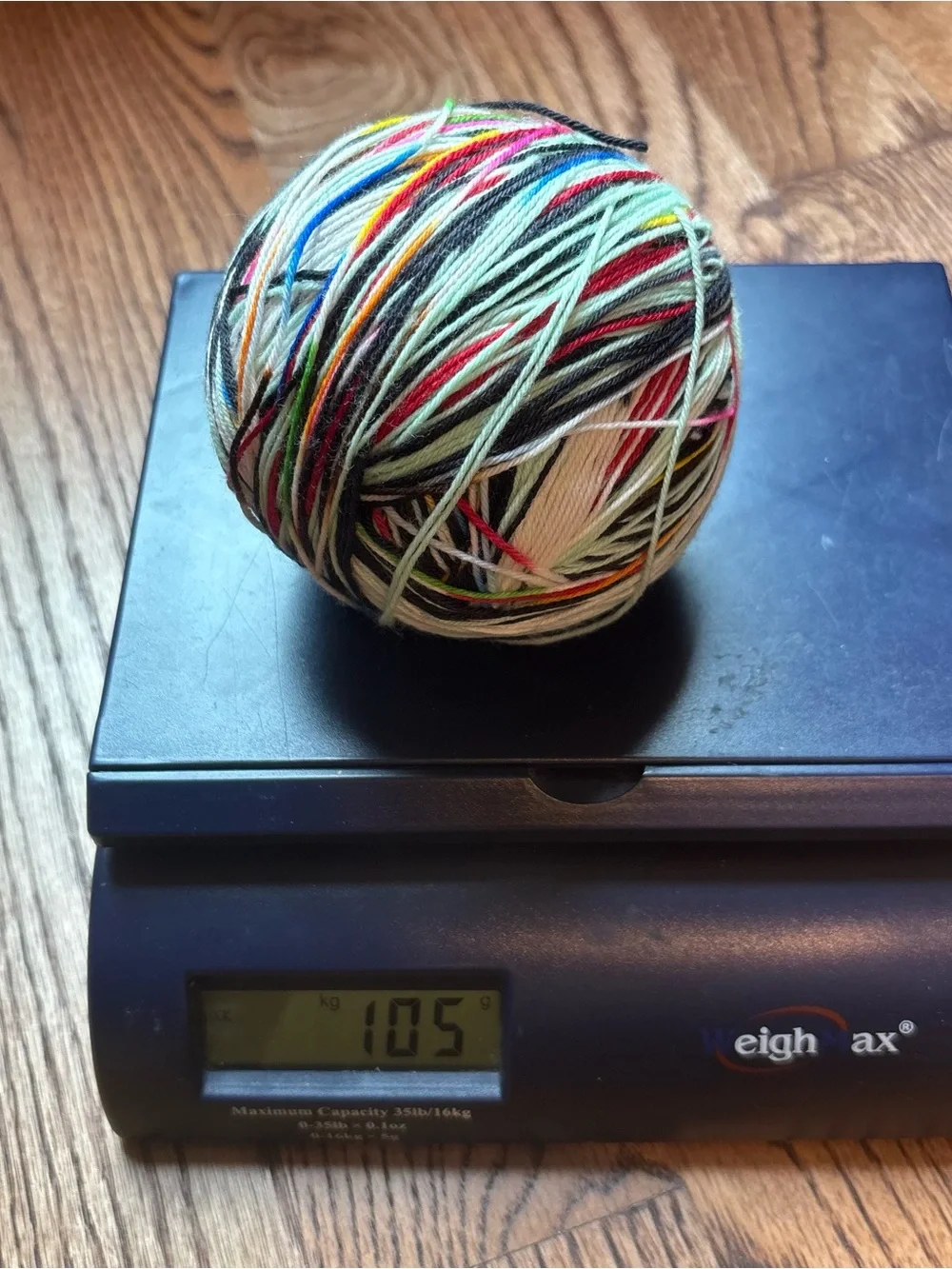 Yarn Fingering Hand Dyed Rainbow Wool Blend 105g Mint Black Knitting Crochet